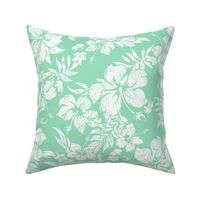 Distressed Hawaiian Hibiscus Floral- Mint Green