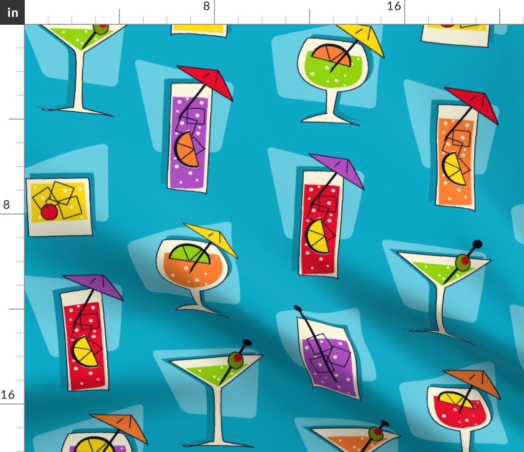 Tropical Drinks Retro Hawaiian - Turquoise