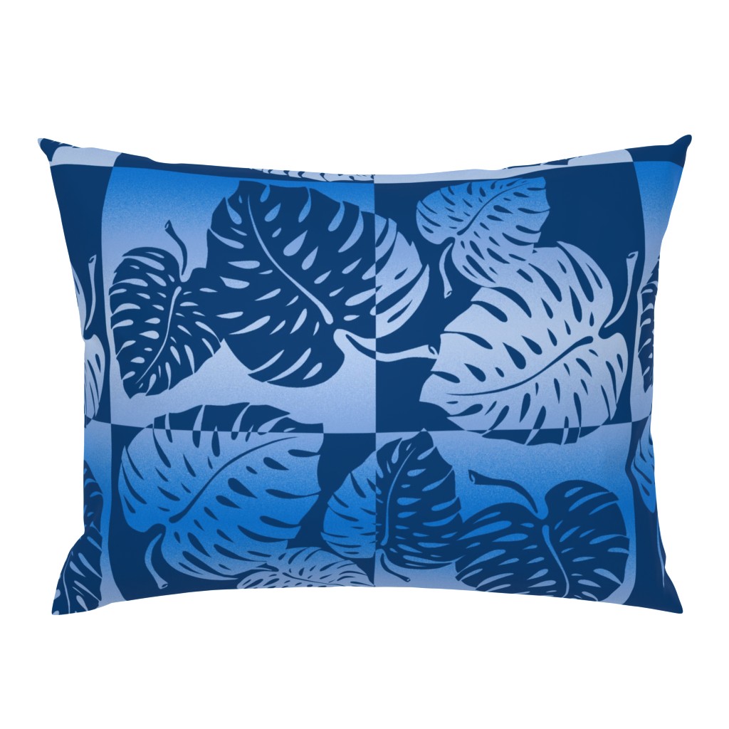 Monstera Leaf Tropical Hawaiian Striped Blend - Blue