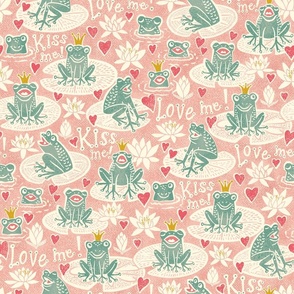 Kiss me - pink - large scale - frog pond 21" fabric- 24" wallpaper
