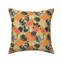 yellow tropical design with flamingo (small scale)