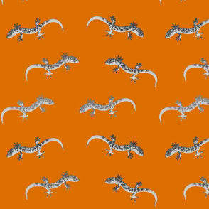 Greyscale Geckos - ochre orange
