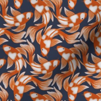 Koi fish on navy - medium scale