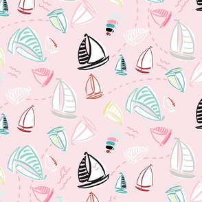 ditzy summer sailboats - pink