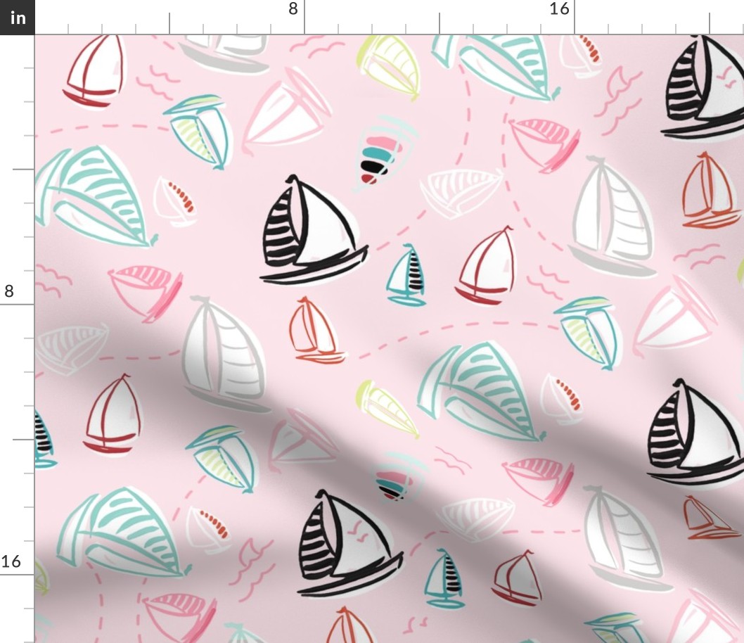 ditzy summer sailboats - pink