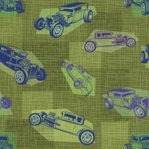 Mid Century Modern hot rods green purple