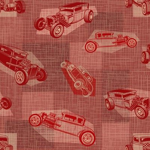 Mid Century Modern Hot Rods red