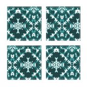 Tie Dye teal mosaic shibori Wallpaper