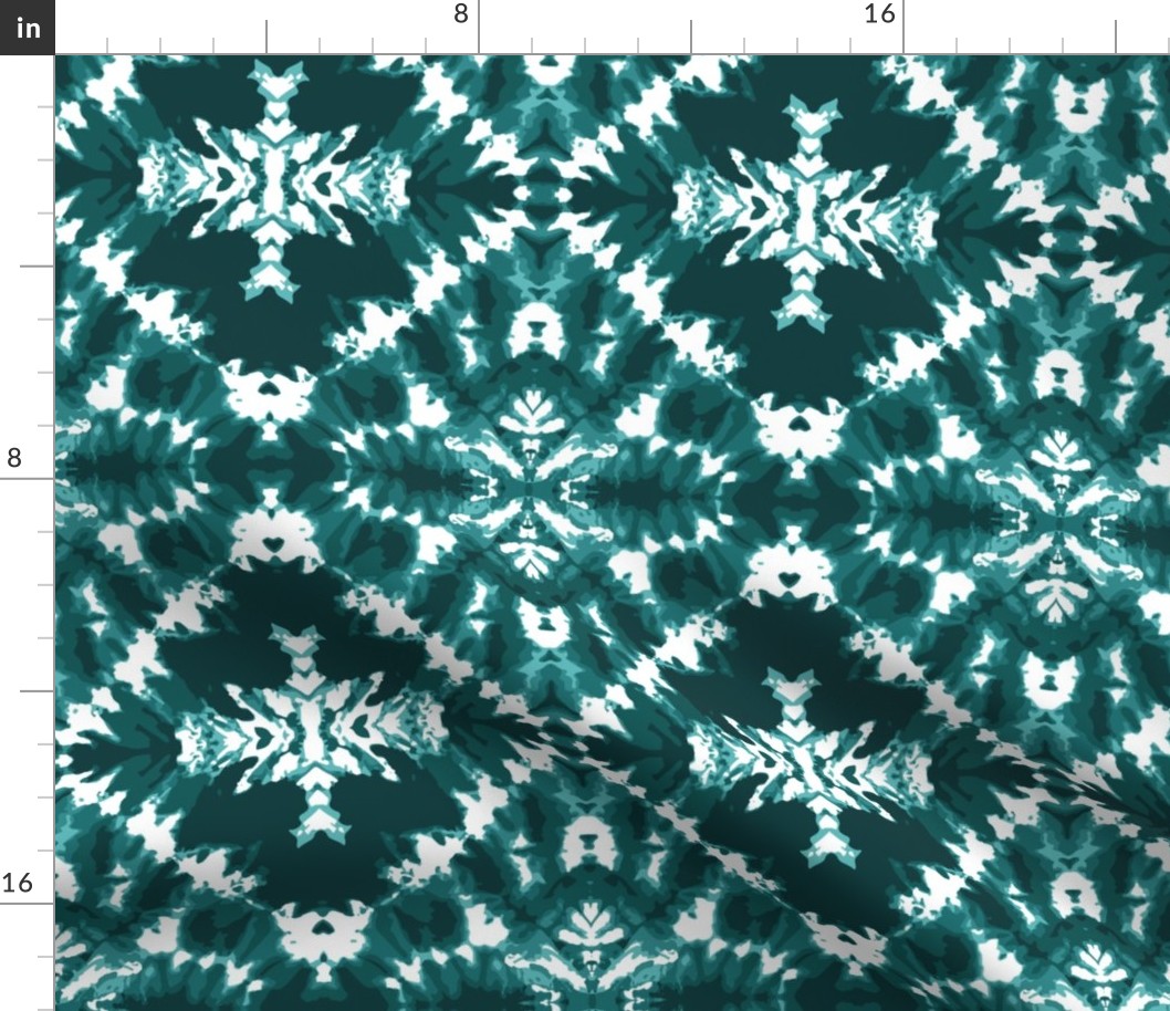 Tie Dye teal mosaic shibori Wallpaper