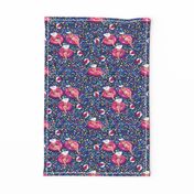 Flower sea, ditsy, summer, small-scale, blue + pink