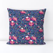 Flower sea, ditsy, summer, small-scale, blue + pink