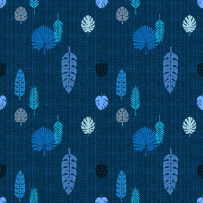 Mid Century Modern Tiki leaves blue
