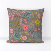 WOODLAND FLOWERS gray jumbo