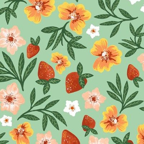 Summer Strawberry Floral with Mint by Angel Gerardo
