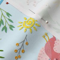 **TK-SUMMER SMALL WHIMSICAL BIRDS-BRITE-Teal