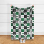 FARM LIFE wholecloth - black and green patchwork - tractor with plaid C19BS