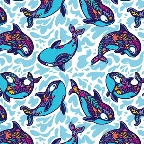 Floral orca whales_2