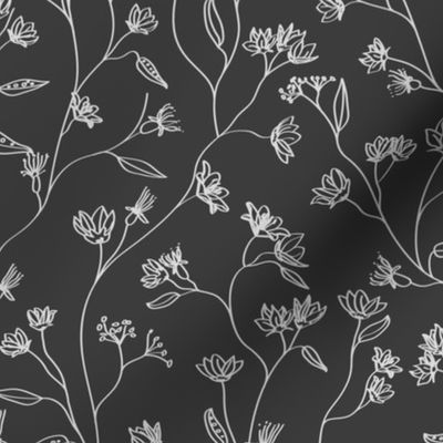 Floral design in grayscale