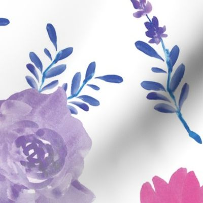 purple pink  watercolor floral