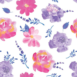 purple pink  watercolor floral