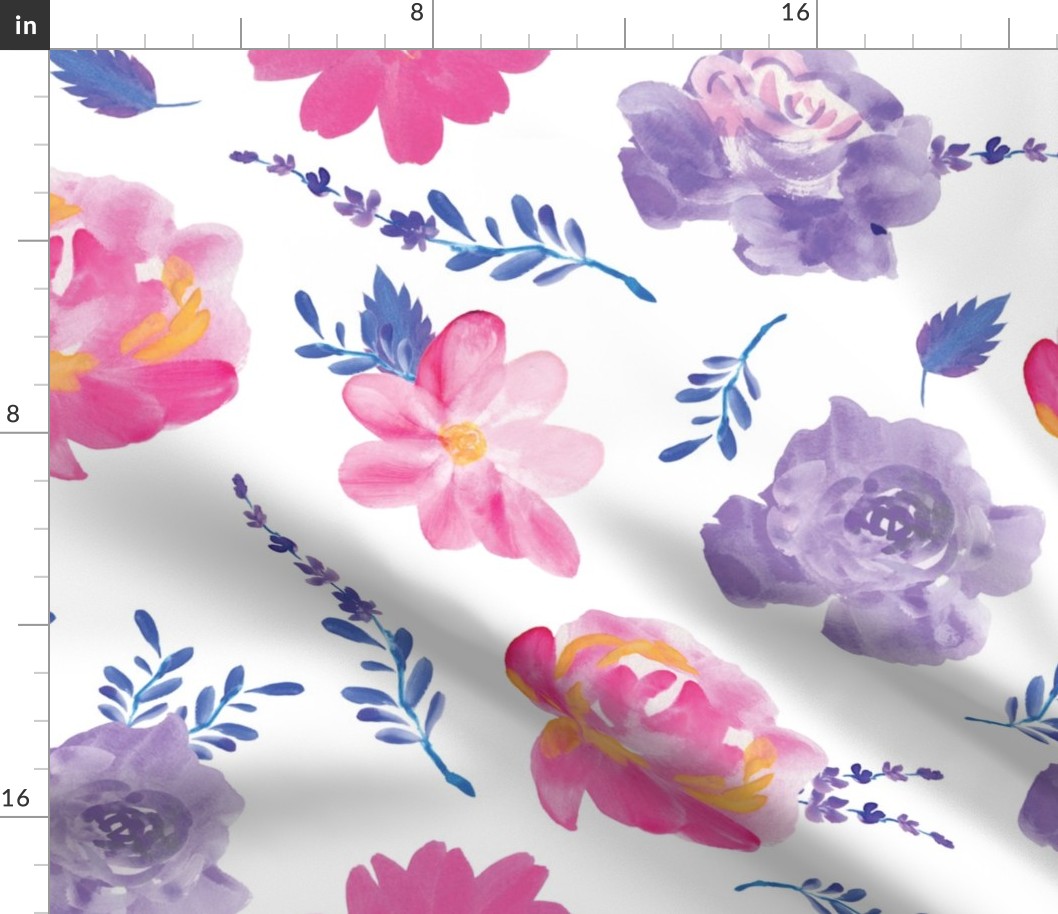 purple pink  watercolor floral