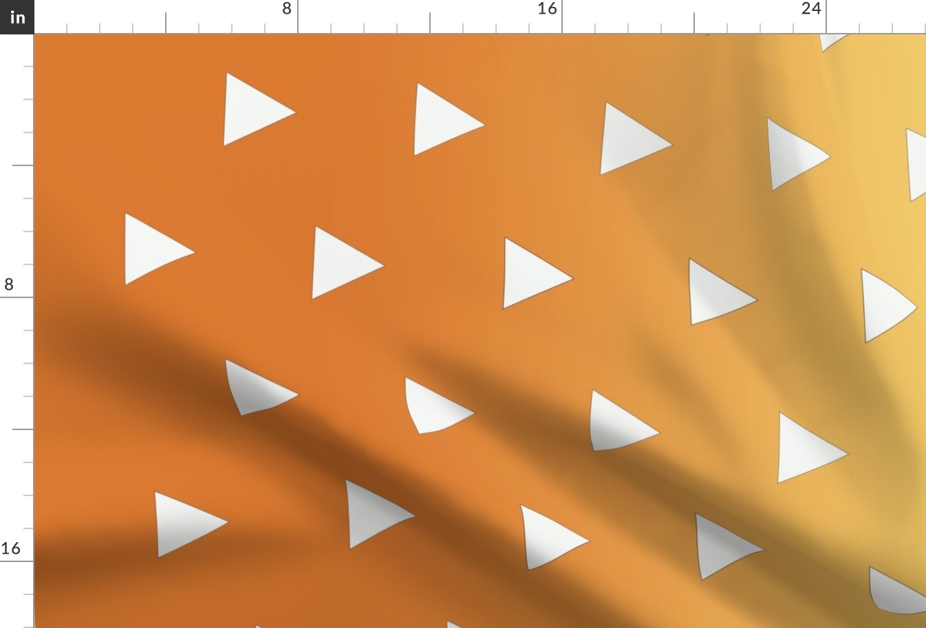 Demon-Slaying Zenitsu White Triangles on Yellow to Orange Gradient Ombre Border Print