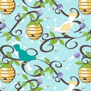 All About the Birds and the Bees in Spring  - Aqua