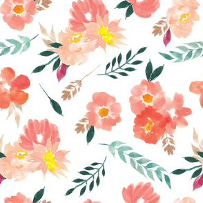 coral peach watercolor floral