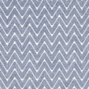 Dusty Denim and White Velvet Chevron