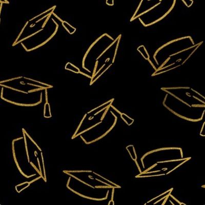 Gold Faux Glitter Graduation Caps