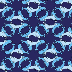 Normal scale • Dolphins swimming dark blue