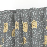 Modern, Waves in Grey fabric