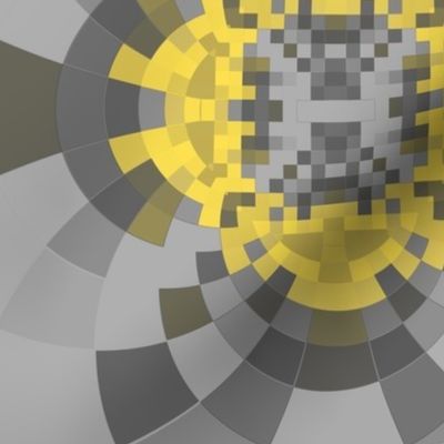 Yellow and Gray Pixellated Fractal