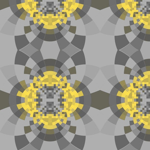 Yellow and Gray Pixellated Fractal