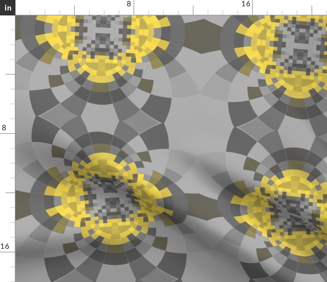 Yellow and Gray Pixellated Fractal