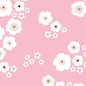 Romantic poppy flowers boho gipsy summer blossom garden pink