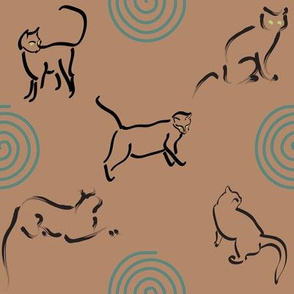 Lt Copper 25 fabric with cats and spirals for Tia 