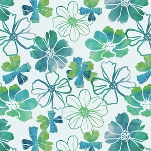 Floral Petals Blue Green