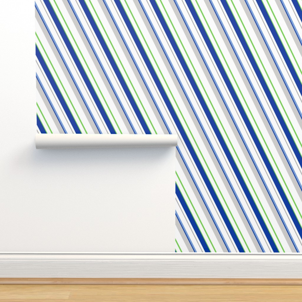 lignes, bleu, moderne, diagonale, linéaire, des rayures Papier peint |  Spoonflower