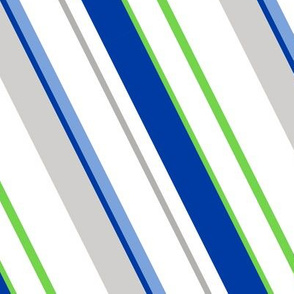 Diagonal Stripes in Blue, Green and Grey