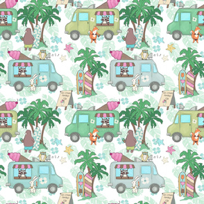 Woodland Surfers Ice Cream Truck Beach Surfers, Large Scale