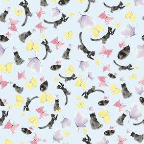 black cats and butterflies ditsy size