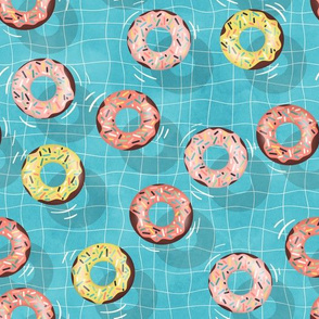 Small - Chocolate Donuts in the  Summer Pool