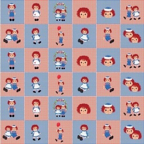 Raggedy Ann and Andy Gingham on Checkerboard