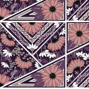 Vintage Sunflowers - purple-pink