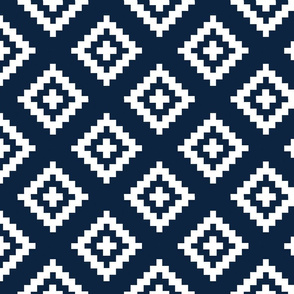 Navy Blue and White Aztec-Large