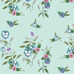 Pansies Peonies Sea Spray Green // small