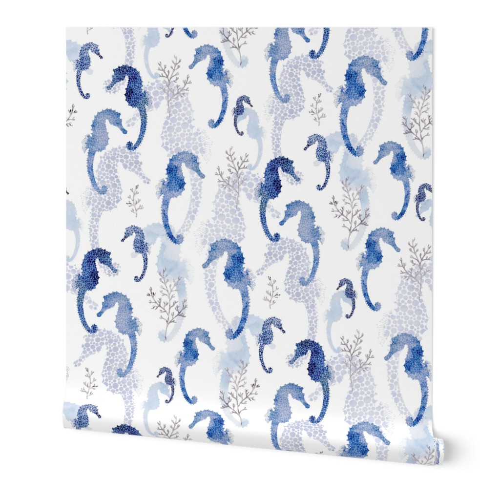 Seahorse Pointilism Blue