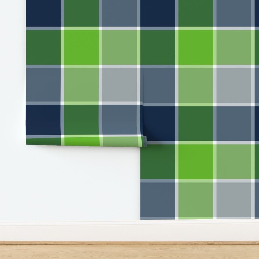 The Navy and the Green: Giant Multi Blended Plaid