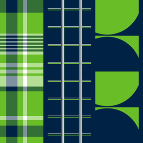 The Navy and the Green: Giant Patchwork Stripes - Vertical